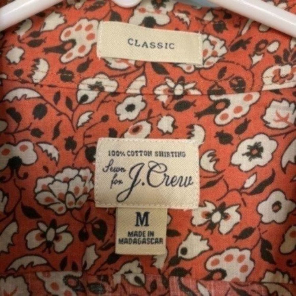SOLD NWT J. Crew Classic Fit Short-sleeve slub cotton shirt In Orange Floral - Picture 5 of 6